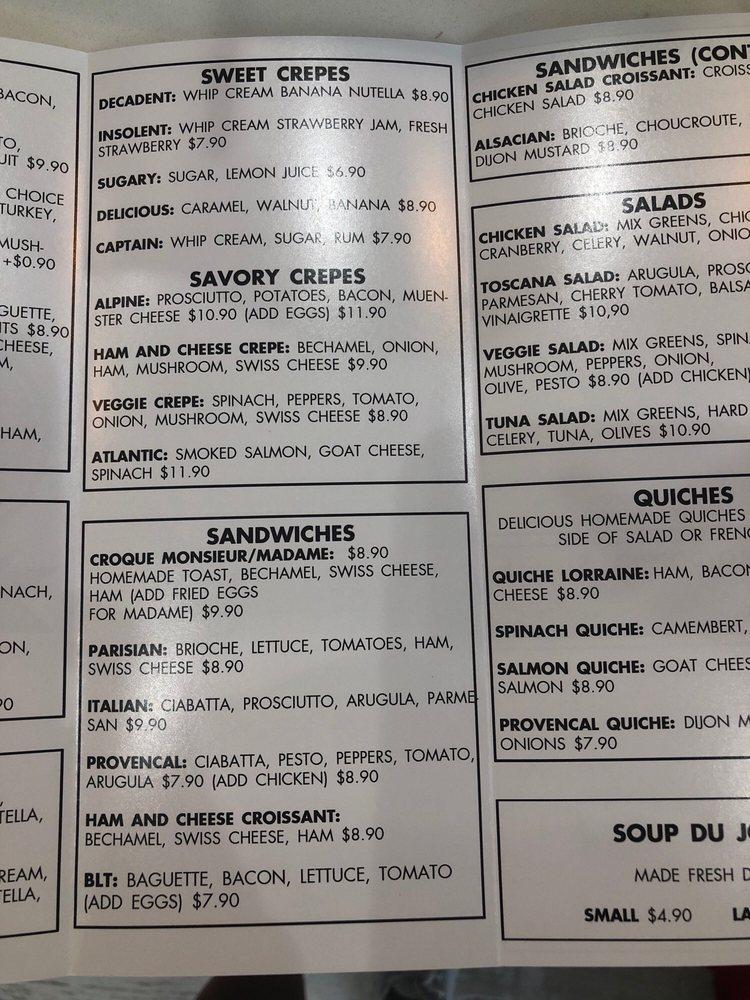 Menu at The French Café Hamlin restaurant, Winter Garden, New