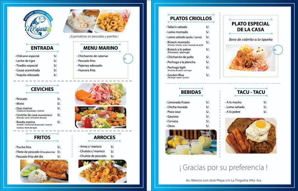 Menu at El Pajarito Cevichería & Restaurante, Ica