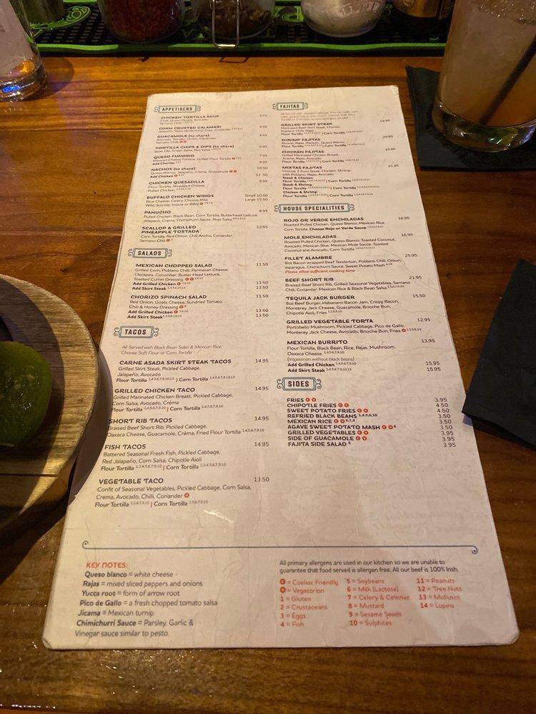 Menu at Tequila Jack's Mexican Restaurant & Tequila Bar, Cork