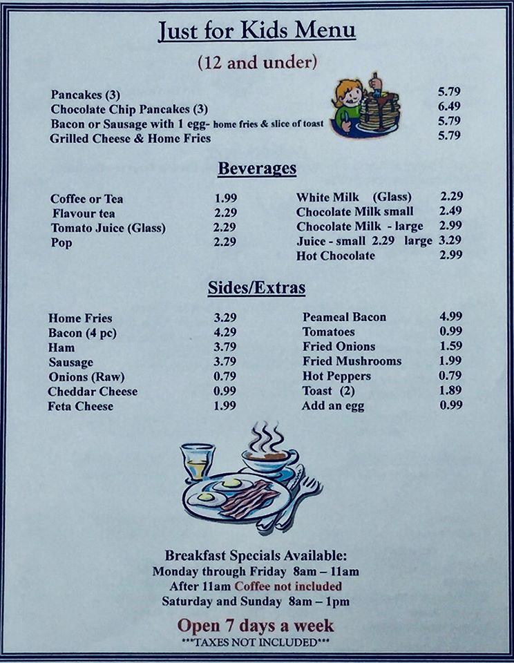 Menu at Anchor Family Restaurant,
