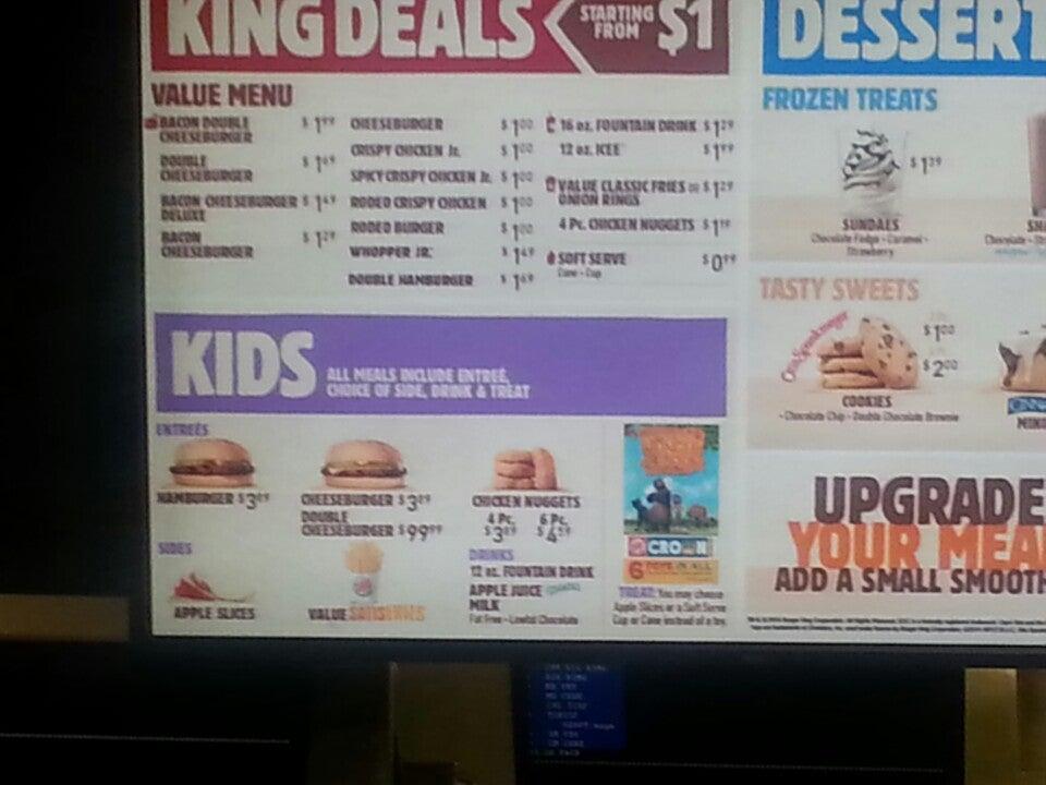 Menu At Burger King Fast Food Massena Harte Haven Shopping Center