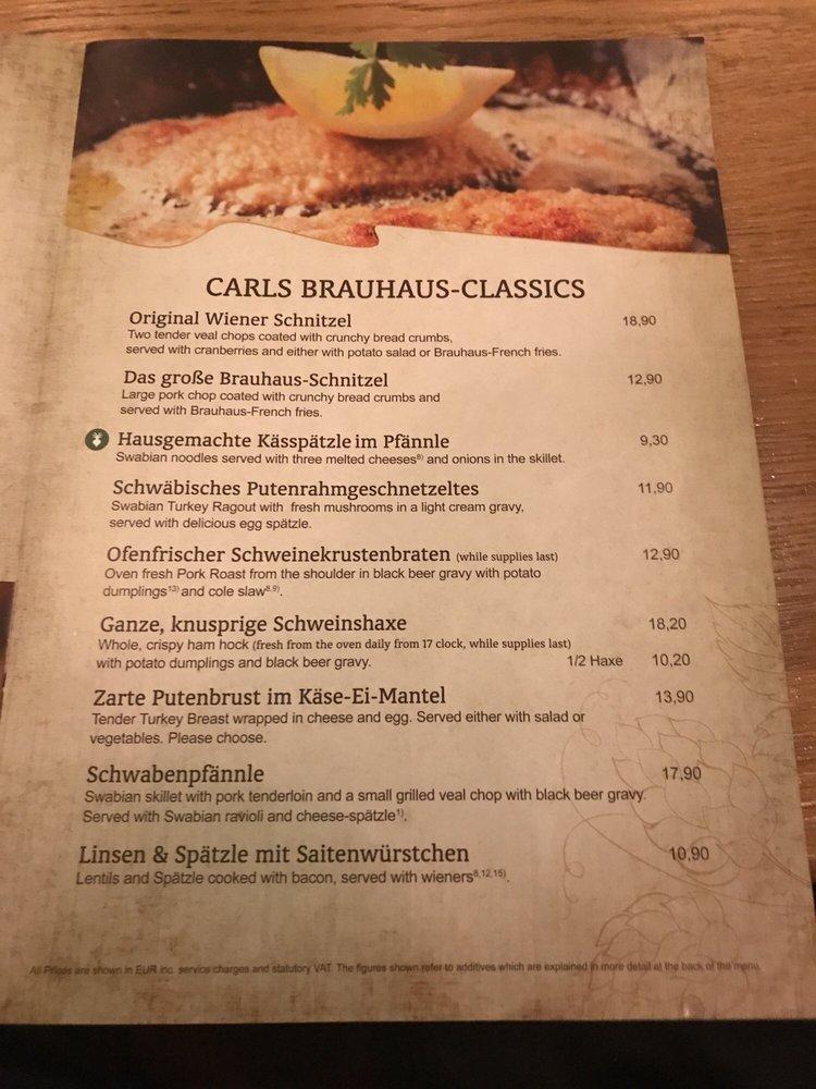 Menu At Carls Brauhaus Pub Bar Stuttgart