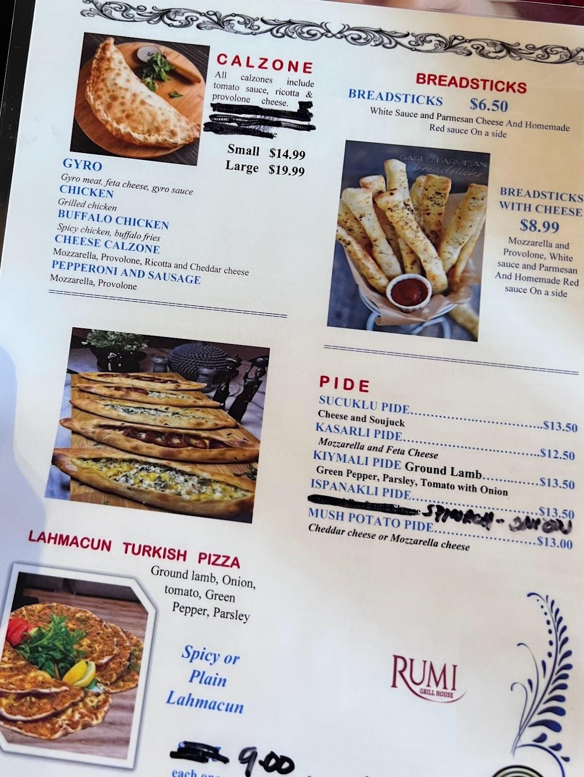 Menu at Rumi Grill House restaurant, Pittsburgh