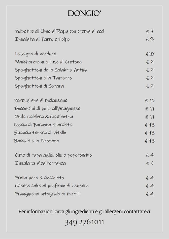 Menu At Dongi Restaurant Milan Menu At Dongi Restaurant Milan