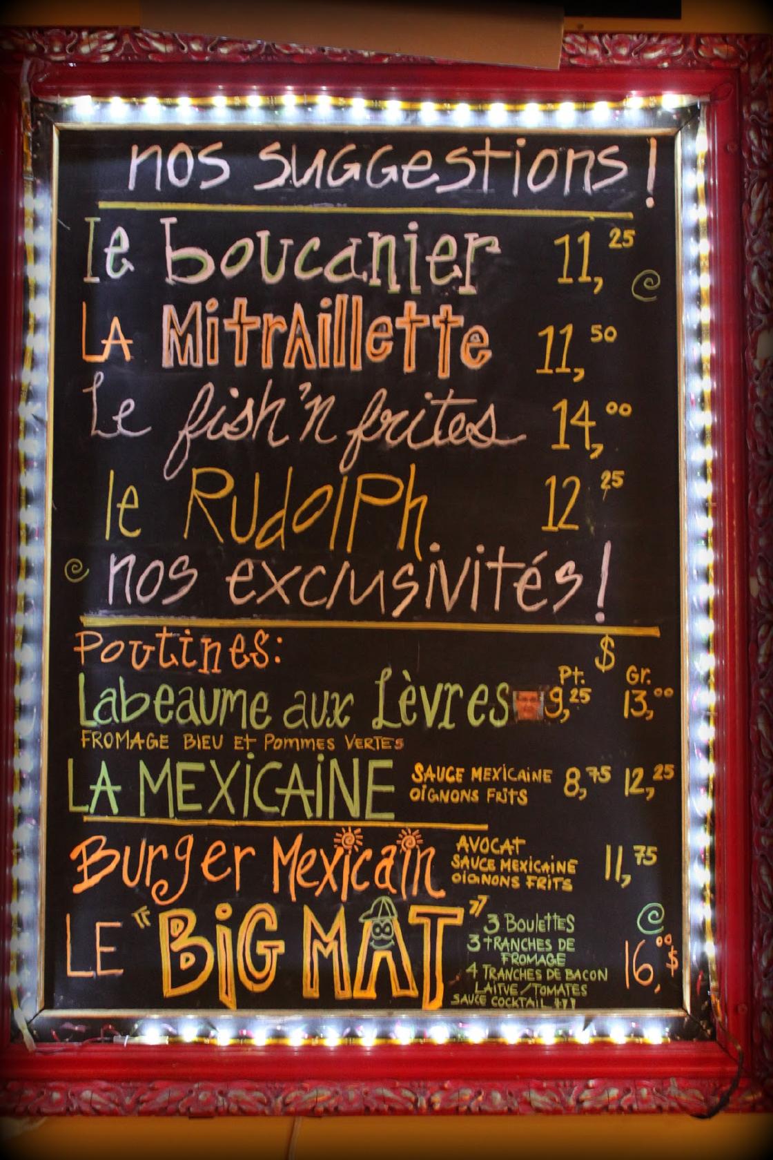Menu at Frite Alors! Crémazie O fast food, Québec City, 122 Rue