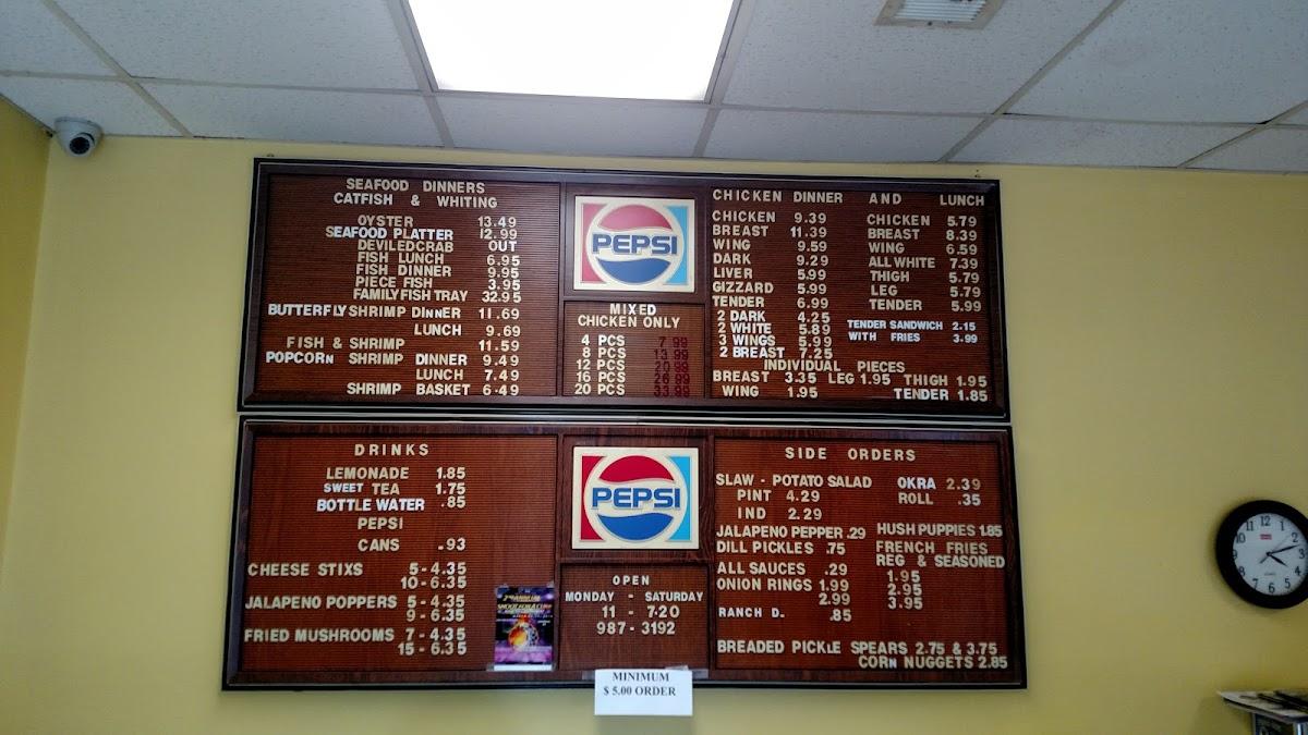 Menu at Skipper John's restaurant, Perry