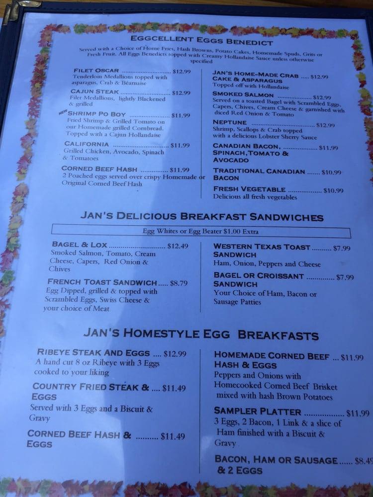 Menu at Jan's Place Restaurant and Bakery, Jensen Beach, NE Jensen