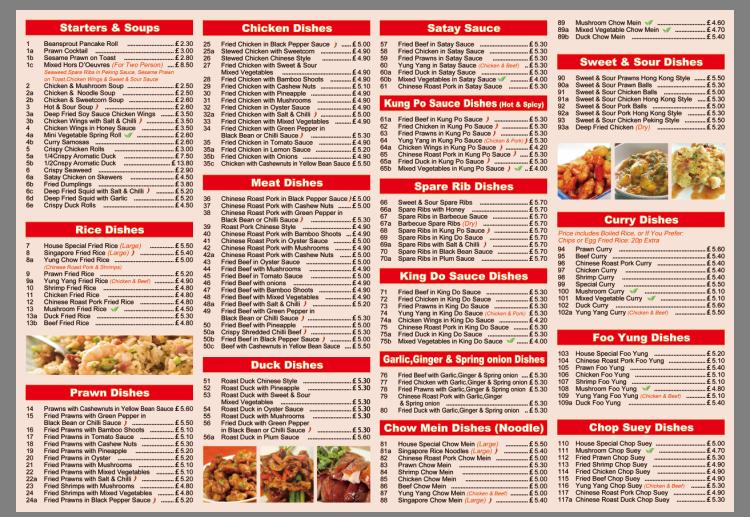 Menu at New Village fast food, Kettering