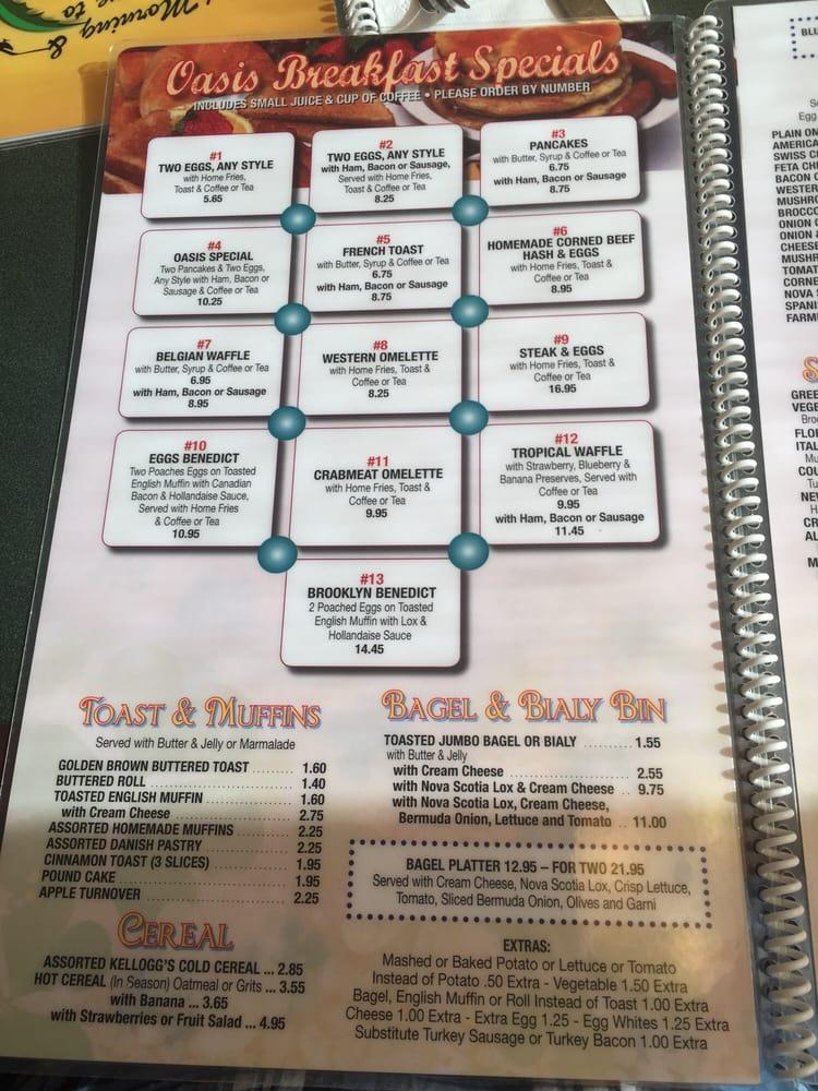 Menu at Oasis Diner restaurant, New York City, Flatbush Ave