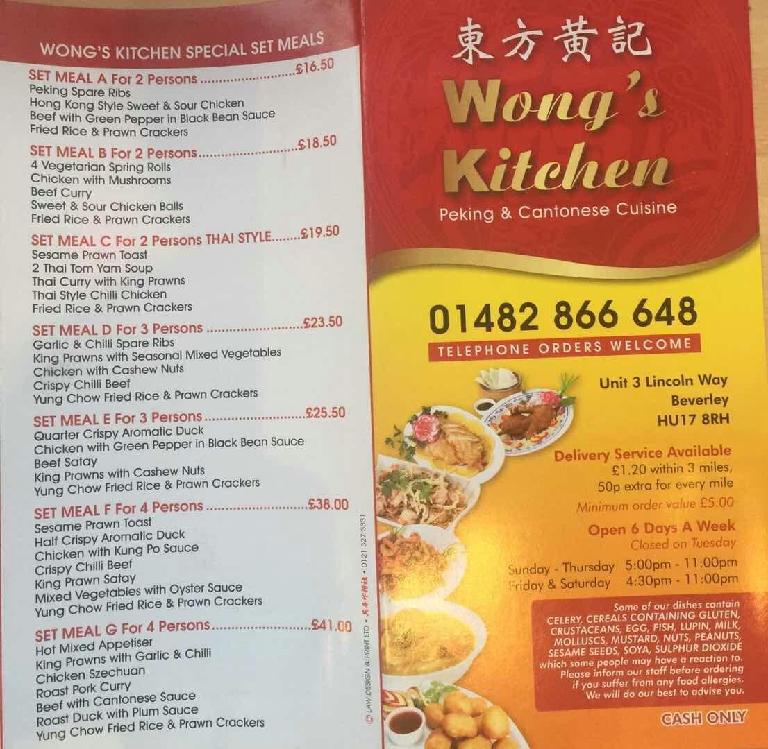 Menu At Wong S Kitchen Beverley   R688 Menu Wongs Kitchen 2021 08 