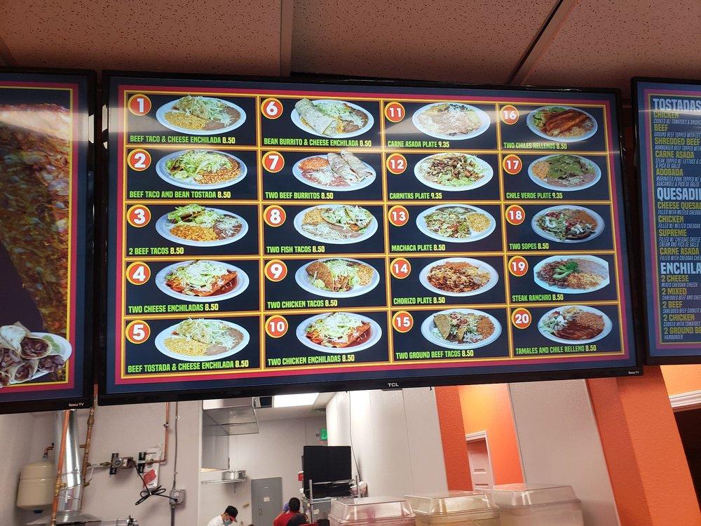 Menu at Tacos Del Gordo restaurant, Colorado Springs, S Academy Blvd