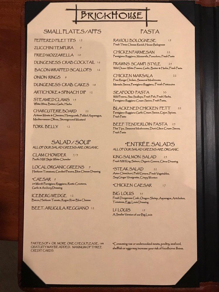 Menu At Brickhouse Steakhouse Redmond   R68a Brickhouse Menu 