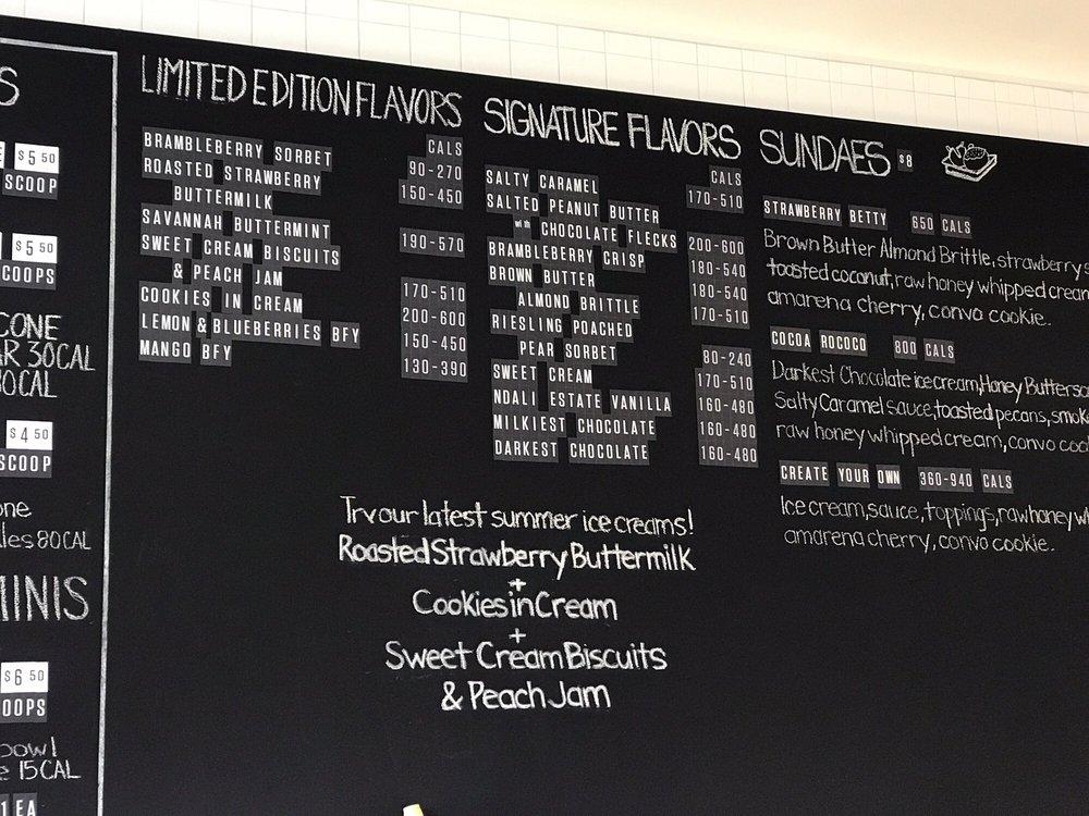 Carta del postres Jeni's Splendid Ice Creams, Calabasas, Commons Way