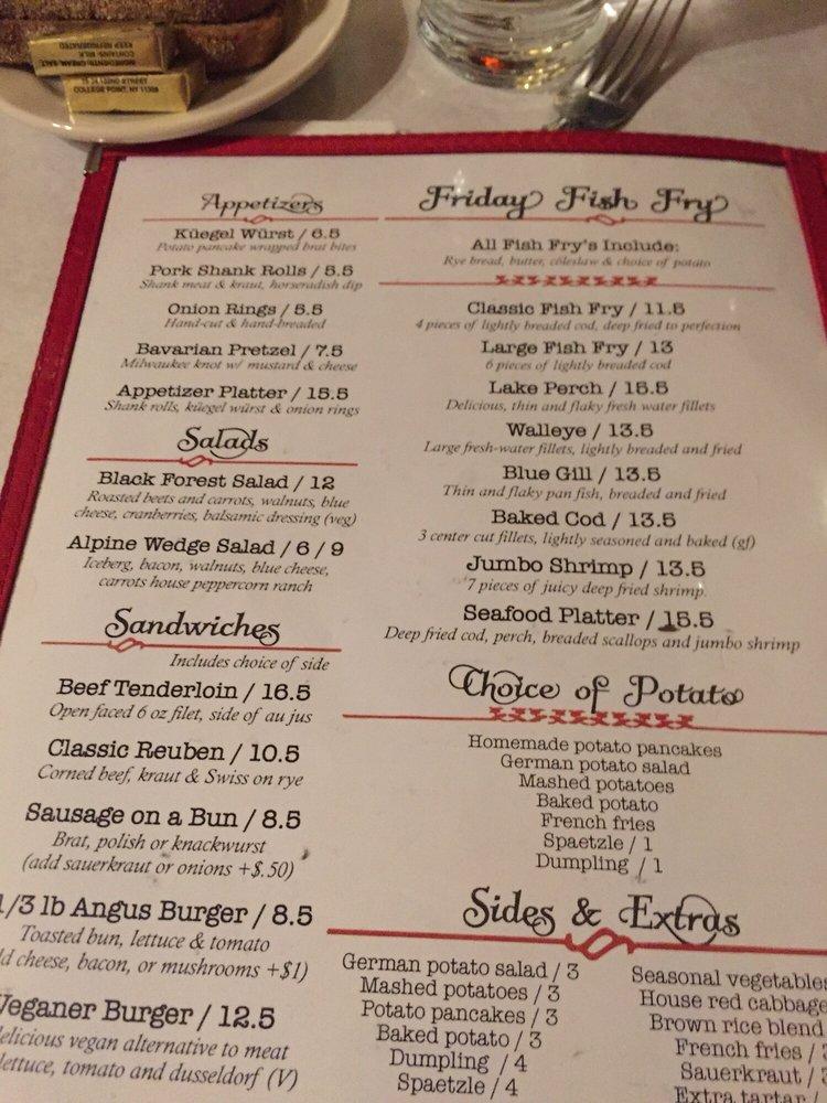 Menu at Kegel's Inn restaurant, West Allis