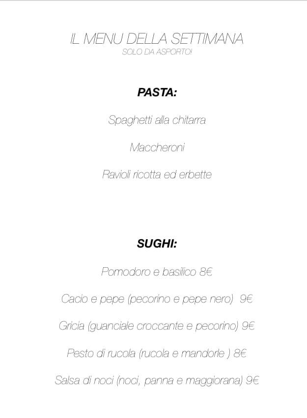 Menu da Pasta fresca da Giovanni ristorante, Milano, Via Ascanio Sforza
