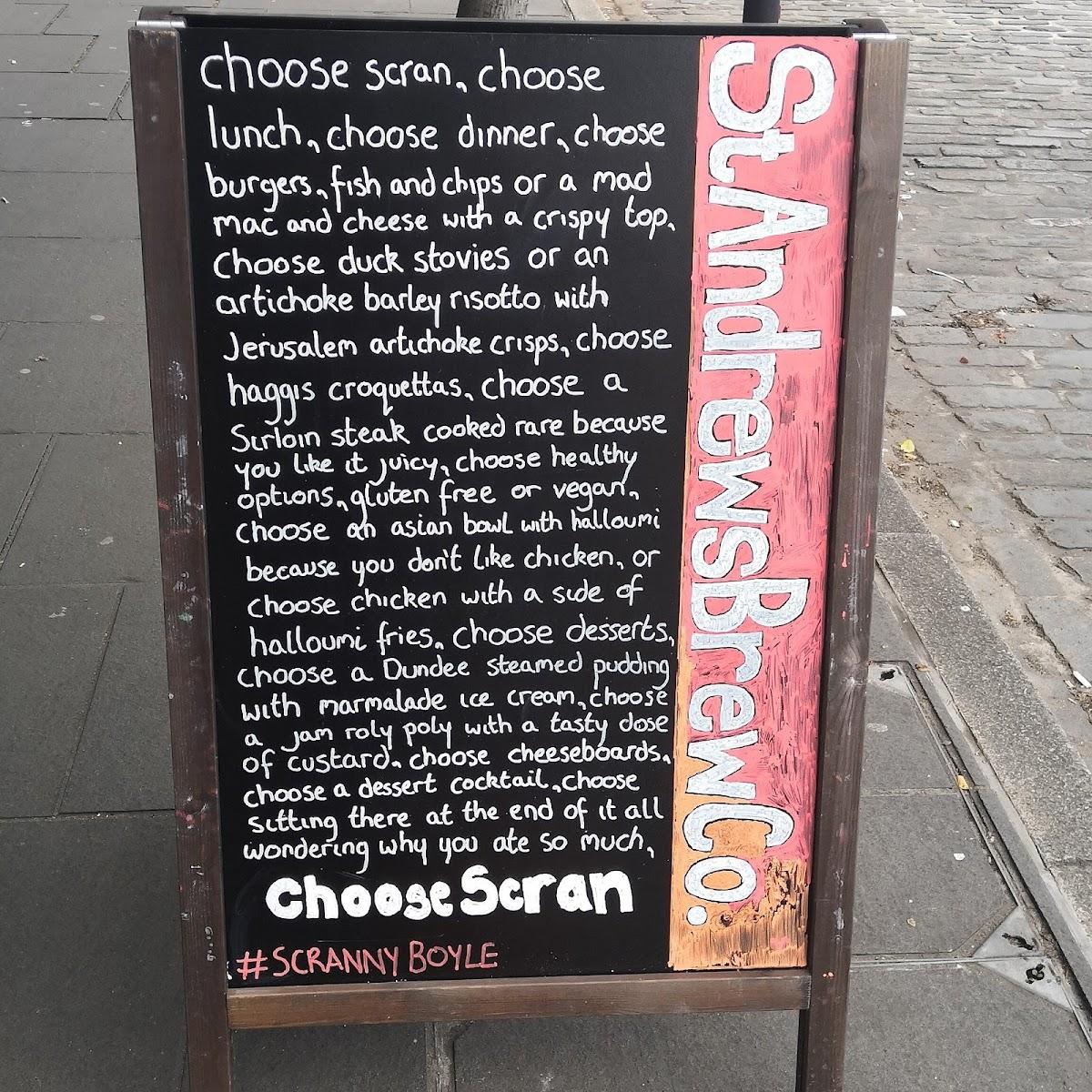 Menu at St Andrews Brewing Co. Caird Hall pub & bar, Dundee