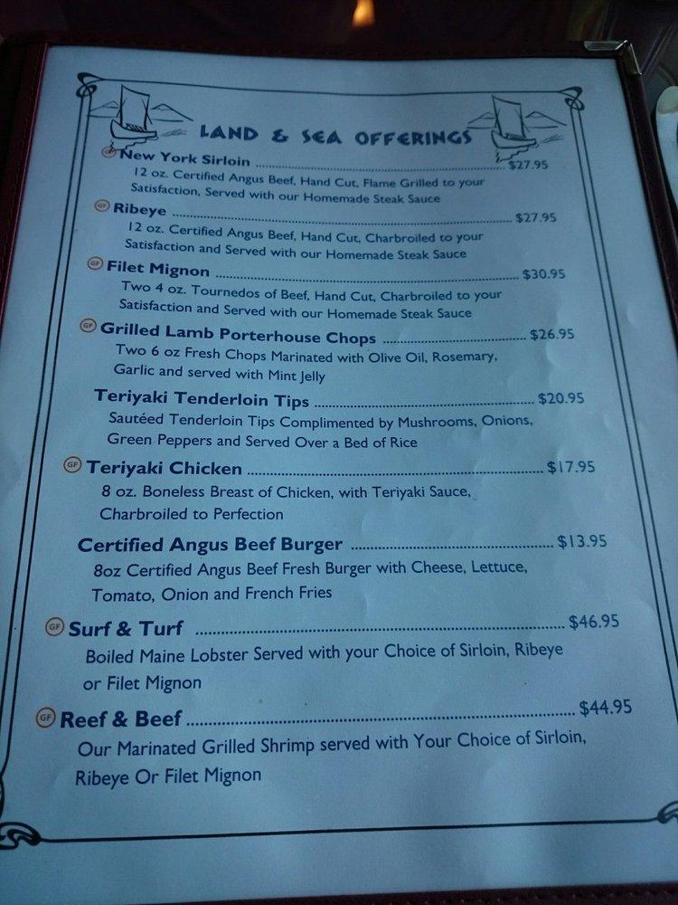 Menu at The Chart Room restaurant, Bar Harbor