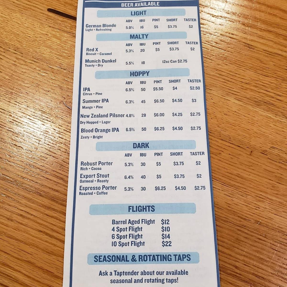 Menu at Bemidji Brewing pub & bar, Bemidji, 211 America Ave NW