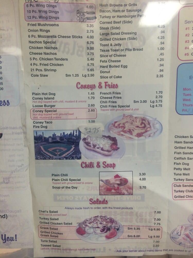 Menu at Motor City Coney Island Restaurant, Detroit
