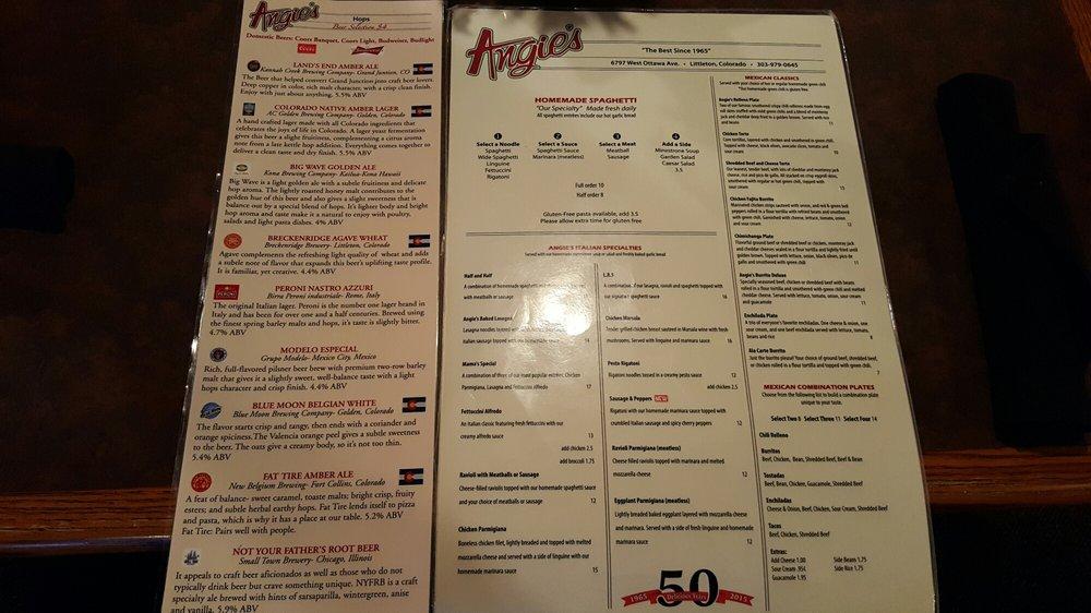 Menu at Angie's Restaurant Littleton, Littleton, W Ottawa Ave