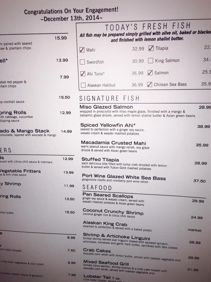 chart house menu