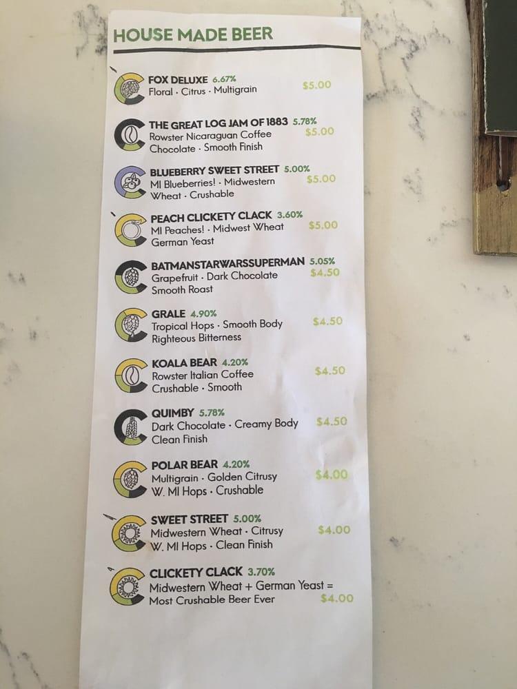 Menu at Creston Brewery pub & bar, Grand Rapids