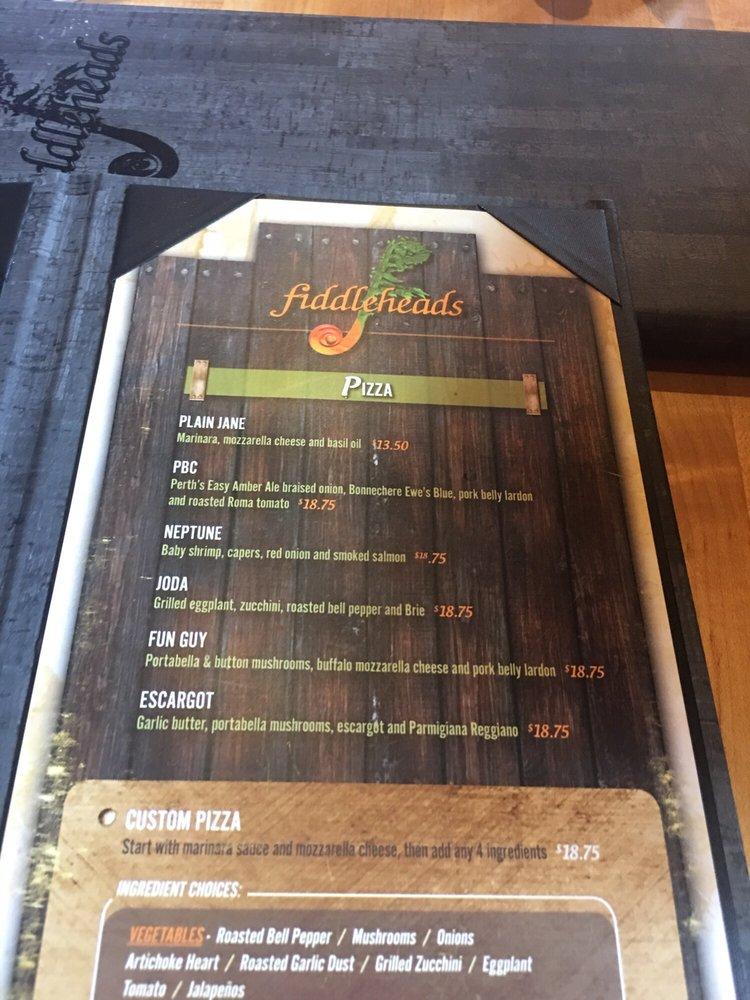 Menu at Fiddleheads Bar and Grill, Perth