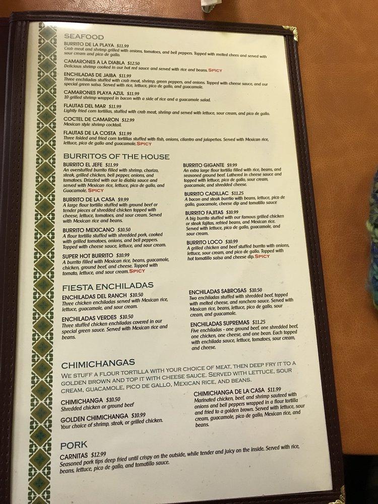 Menu at La Riviera Mexican Grill restaurant, Manistee