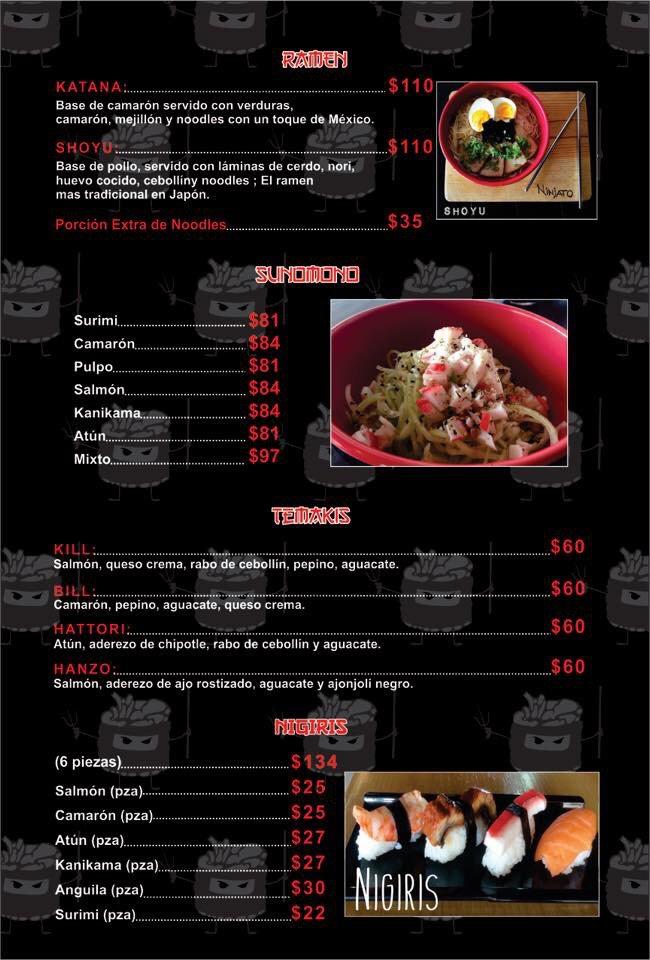 Menu at NINJATO SUSHI restaurant, San Nicolás de los Garza, C.P