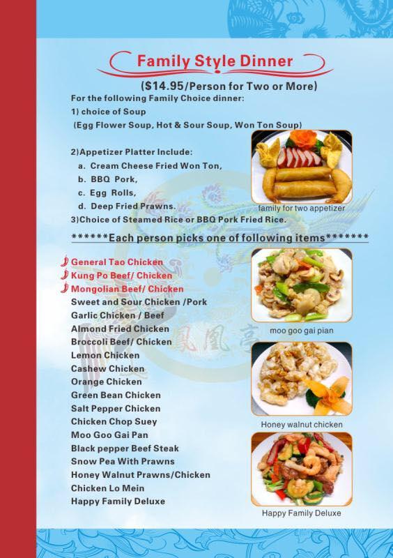 Menu at Phoenix Pavilion Chinese Restaurant, Stanwood
