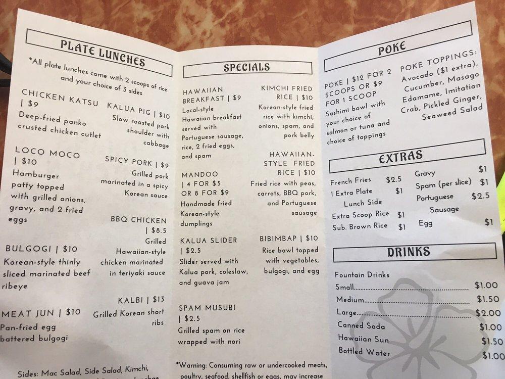 Menu at Ohana Kitchen restaurant, Burien