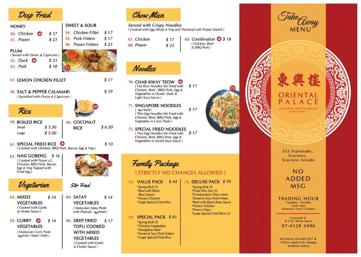 Menu at Oriental Palace Chinese Restaurant, Scarness