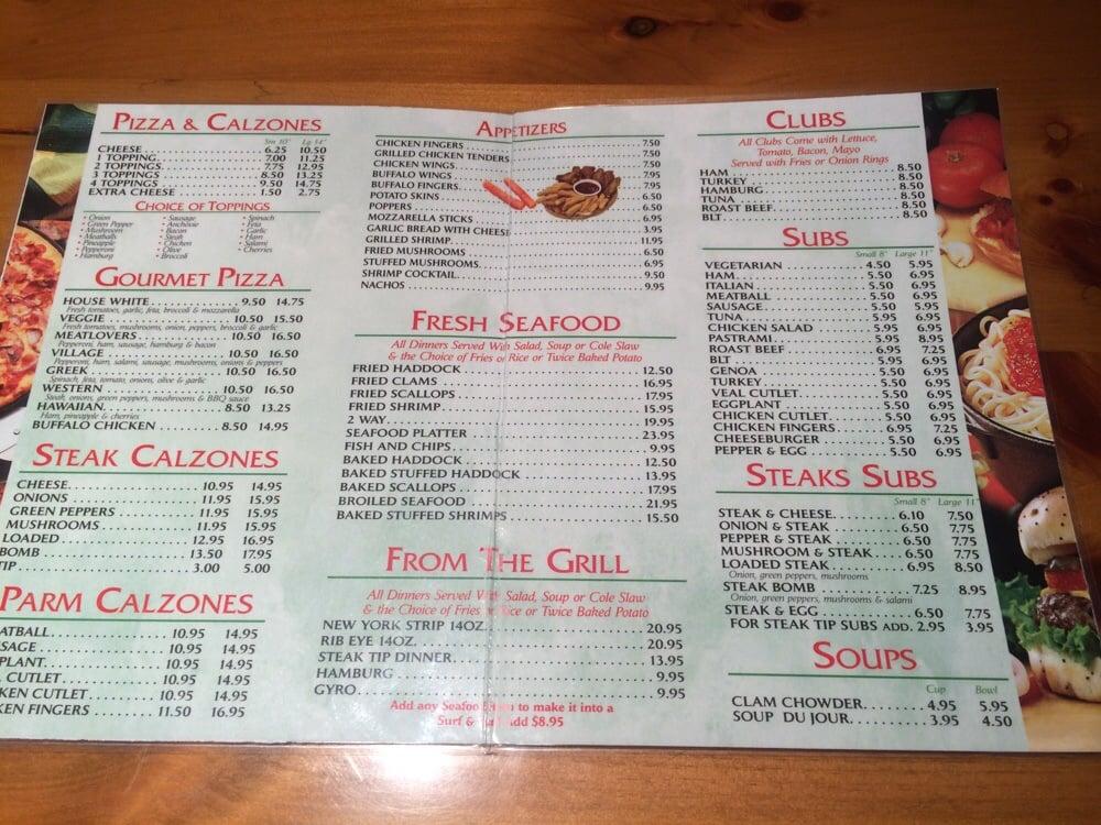 Menu at Village Pizzeria Restaurant & Lounge, Mechanic Falls