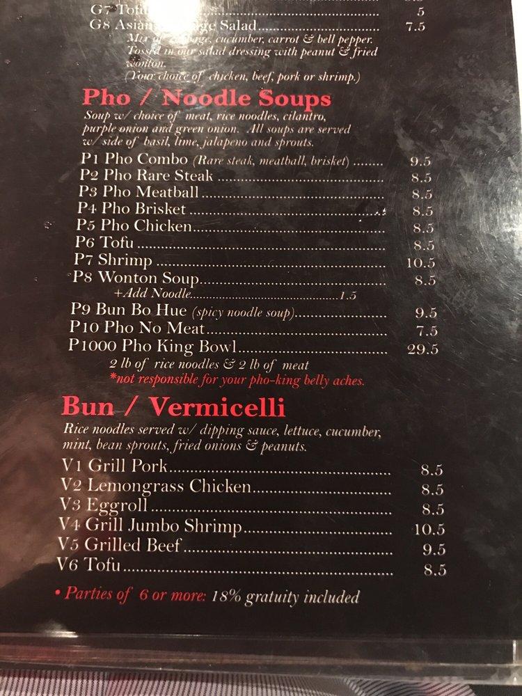 Menu at White Bowl restaurant, Houma