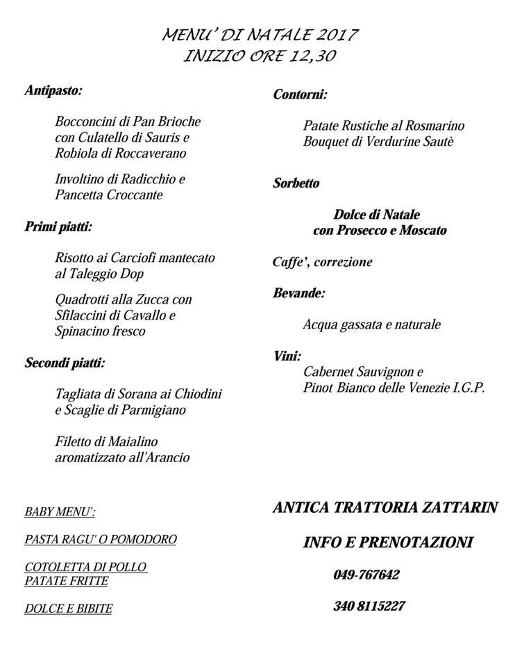 Menu da Antica Trattoria Pizzeria Zattarin, Tavo