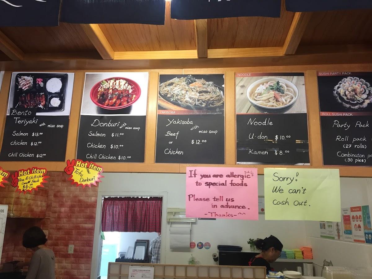 Menu at Little Tokyo Sushi restaurant, Papakura, 123 O'Shannessey St