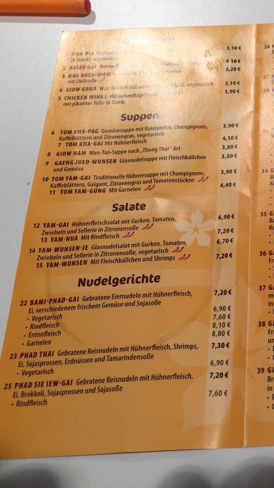 Speisekarte von Thong Thai restaurant, NeuIsenburg, Dornhofstraße 71