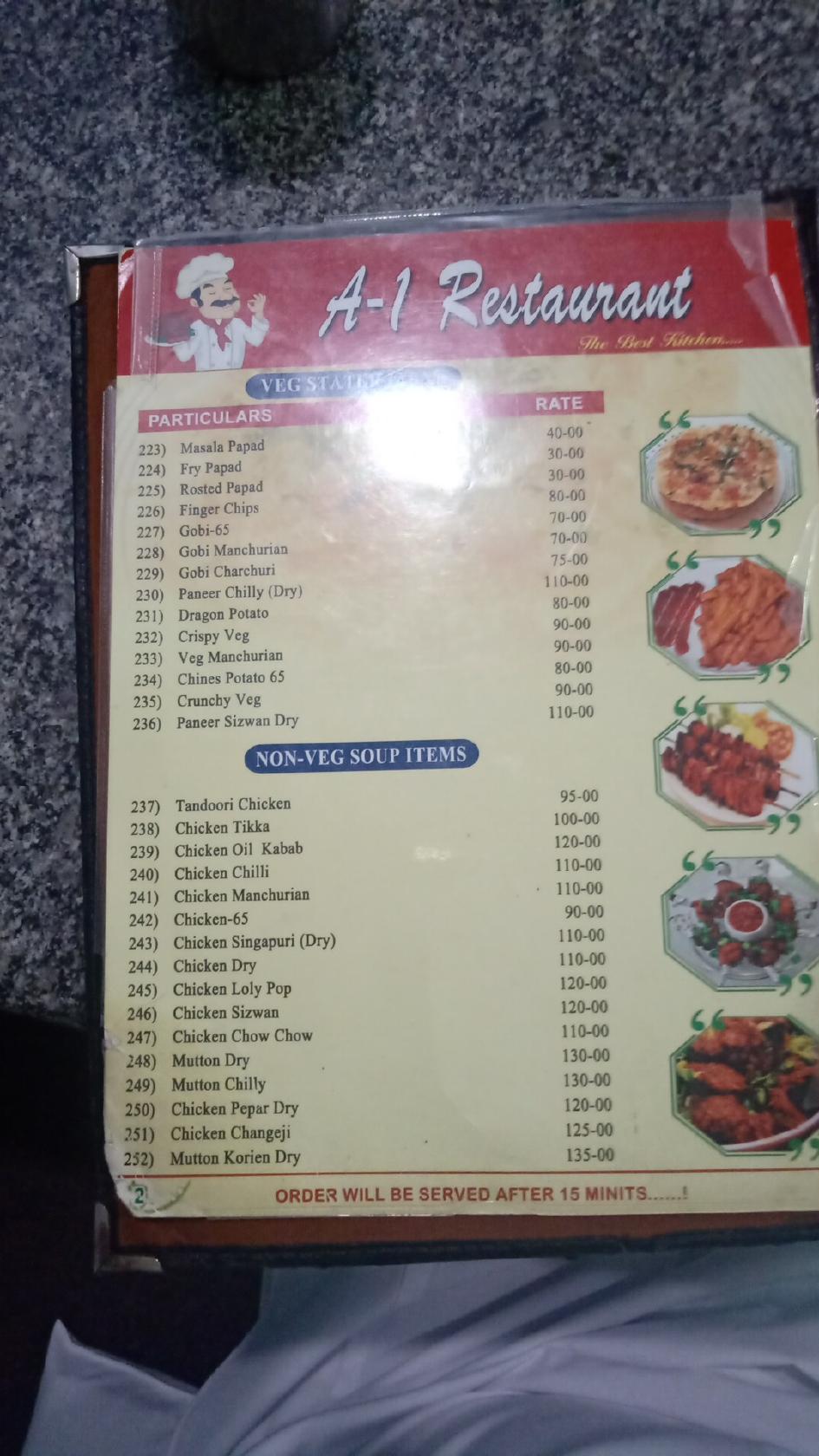 Menu at A1 family Restaurant hotel, Mudhol