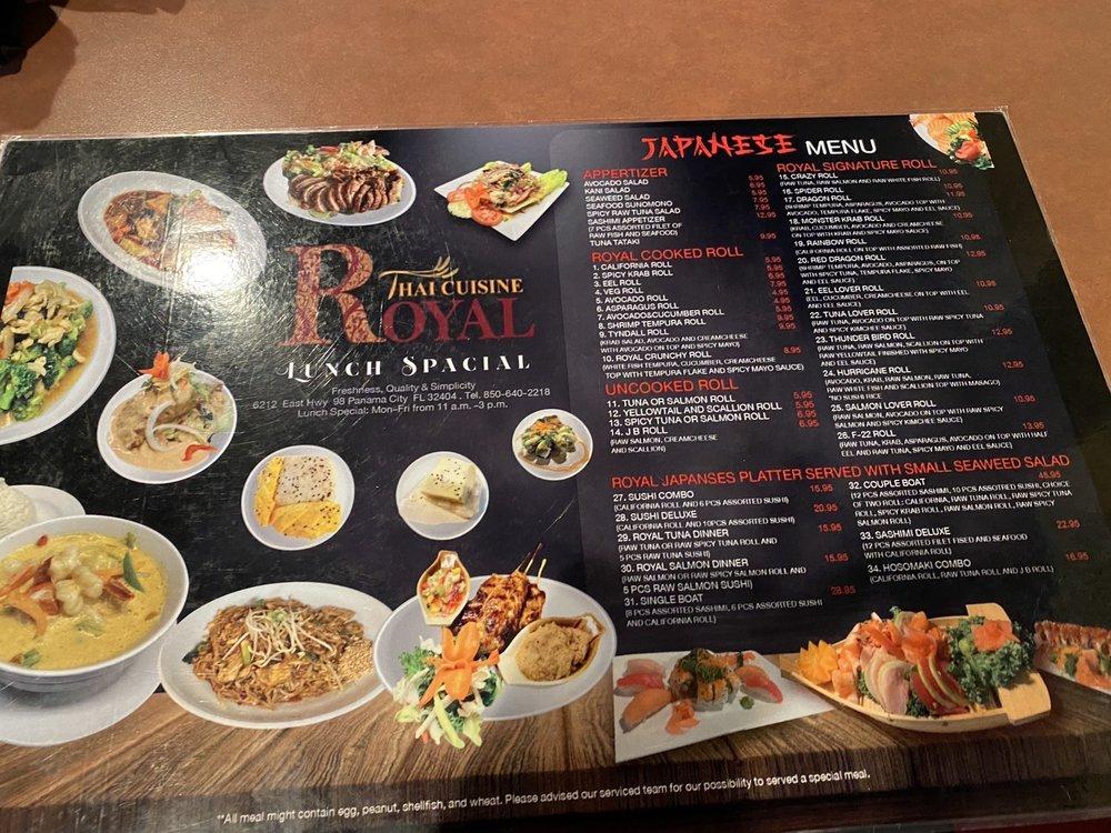 Menu at Royal Thai restaurant, Panama City