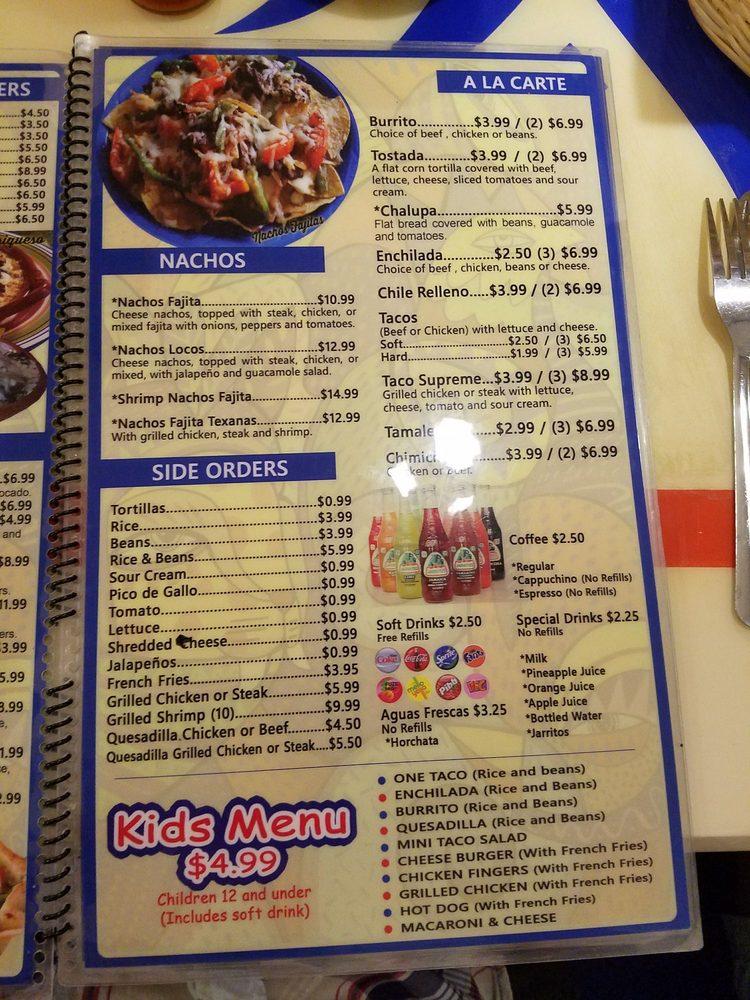 Menu at Blue Tequila Mexican Restaurant, Grill & Cantina, North Port
