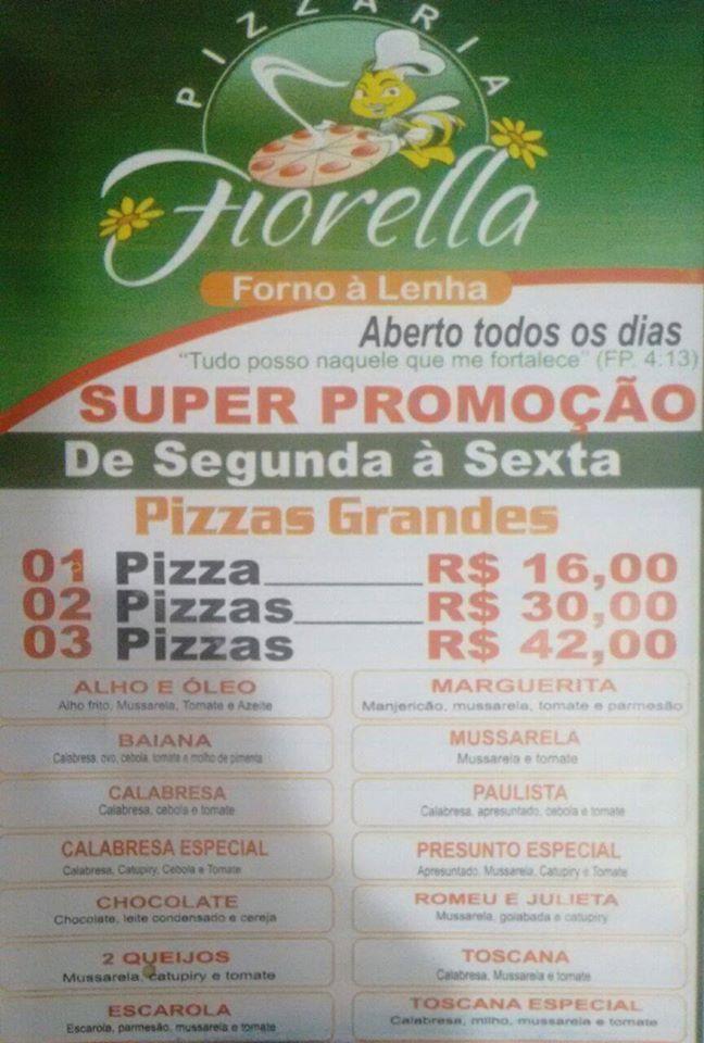 Menu at Fiorella Pizzas pizzeria, Bauru