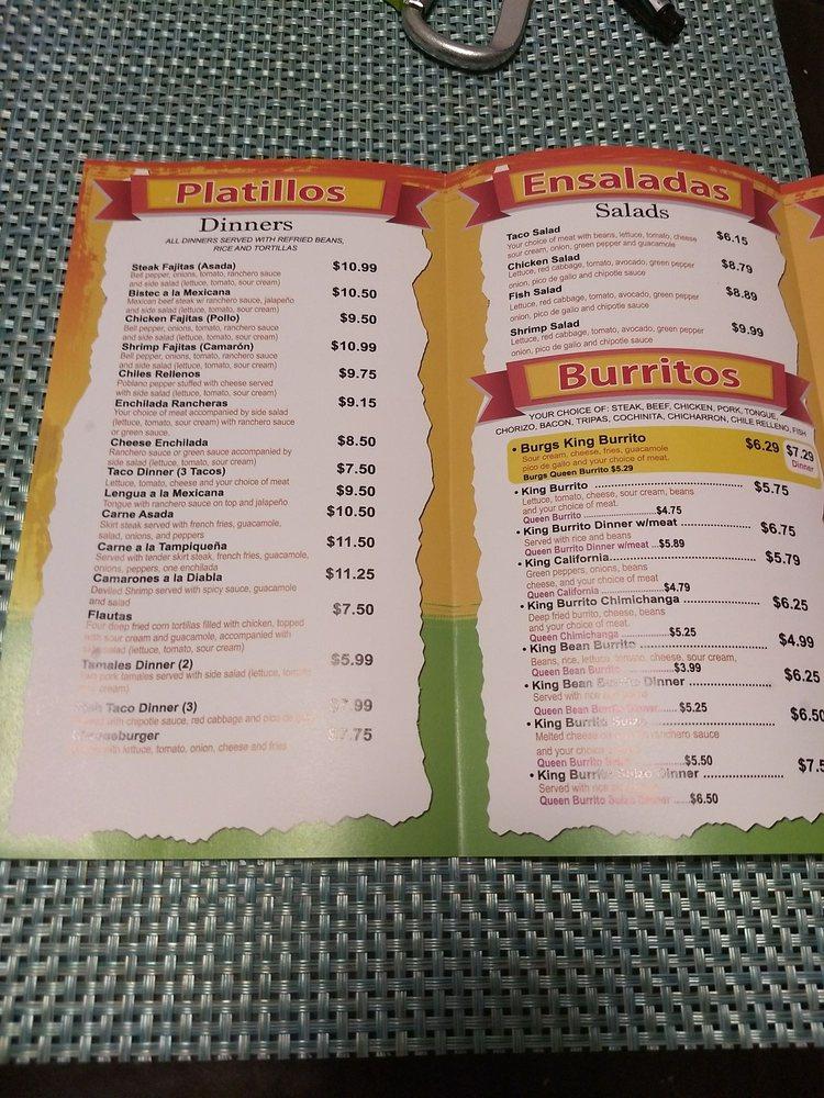 Menu at Manny’s Burrito Express restaurant, Schaumburg