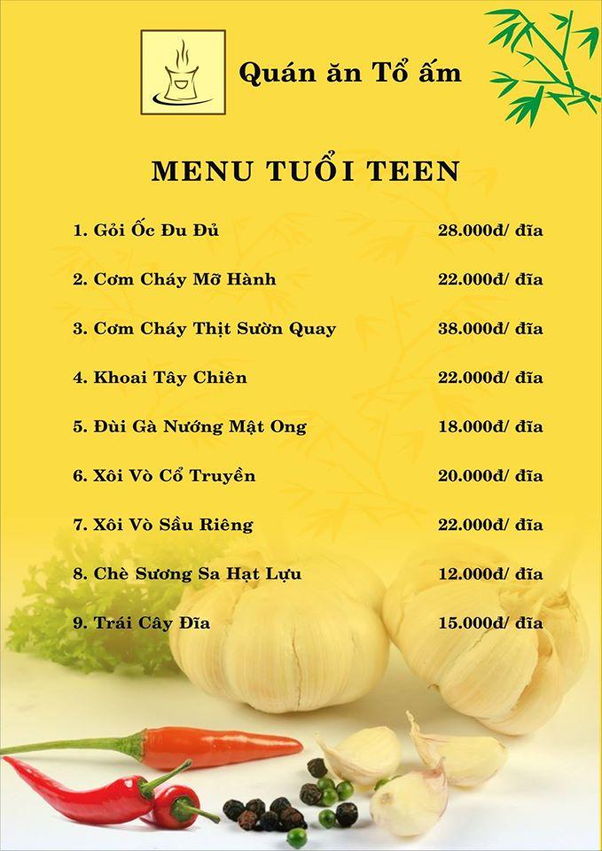 Menu at Quán ăn Tổ ấm restaurant, Cam Ranh