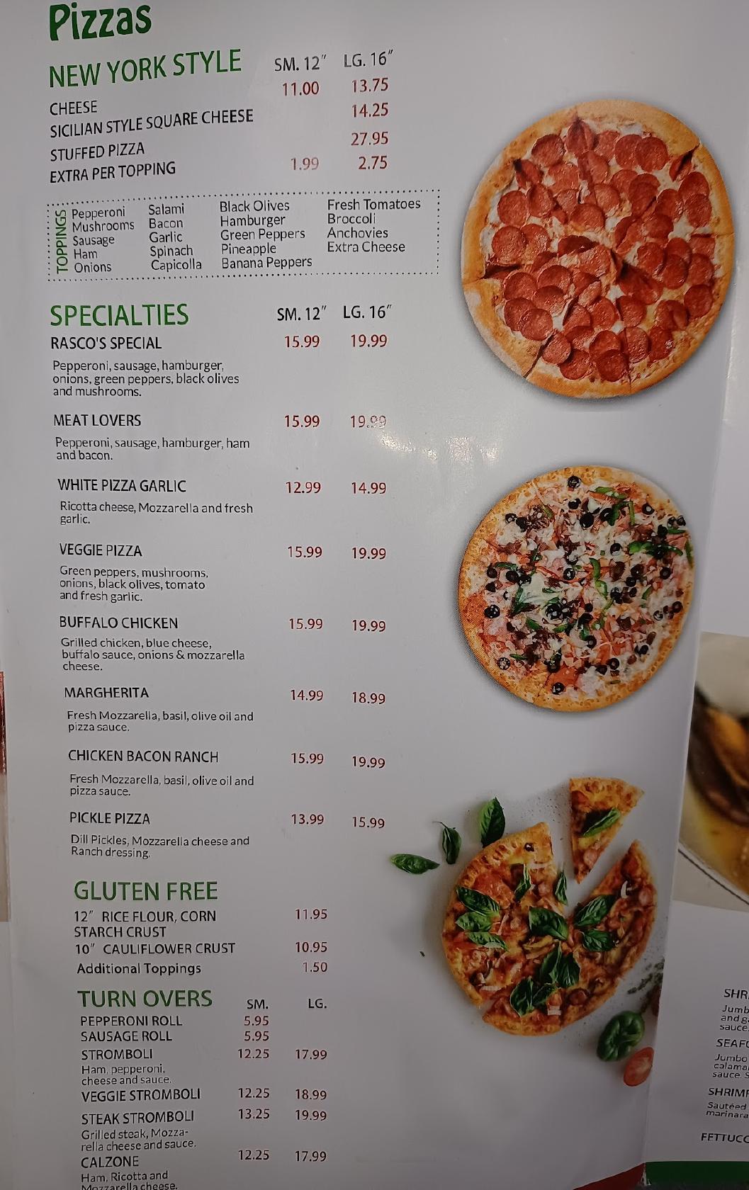 rasco pizza menu