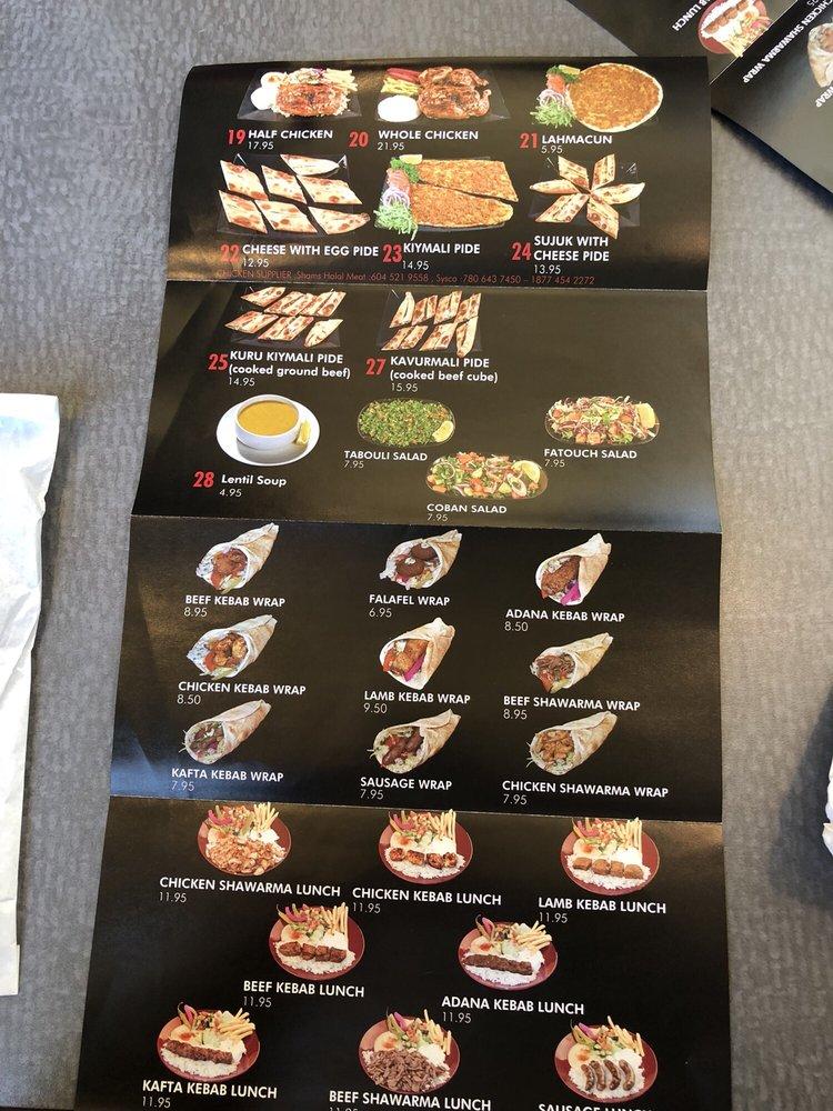 Menu at Turquaz Kebab House restaurant, Edmonton, 137 Ave NW