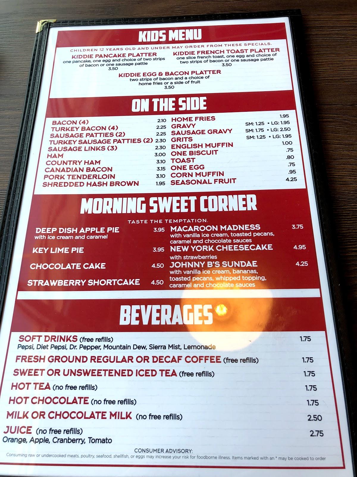 Menu At Johnny B's Grillhouse Restaurant, Winston-Salem