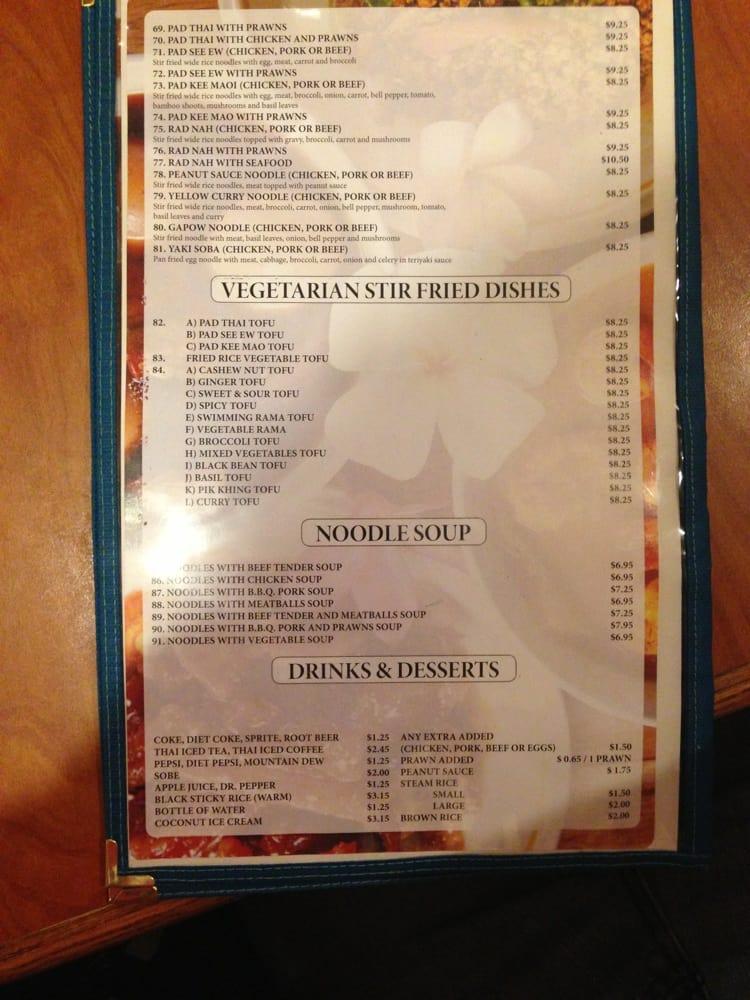 Menu at Thai In Fife restaurant, Fife
