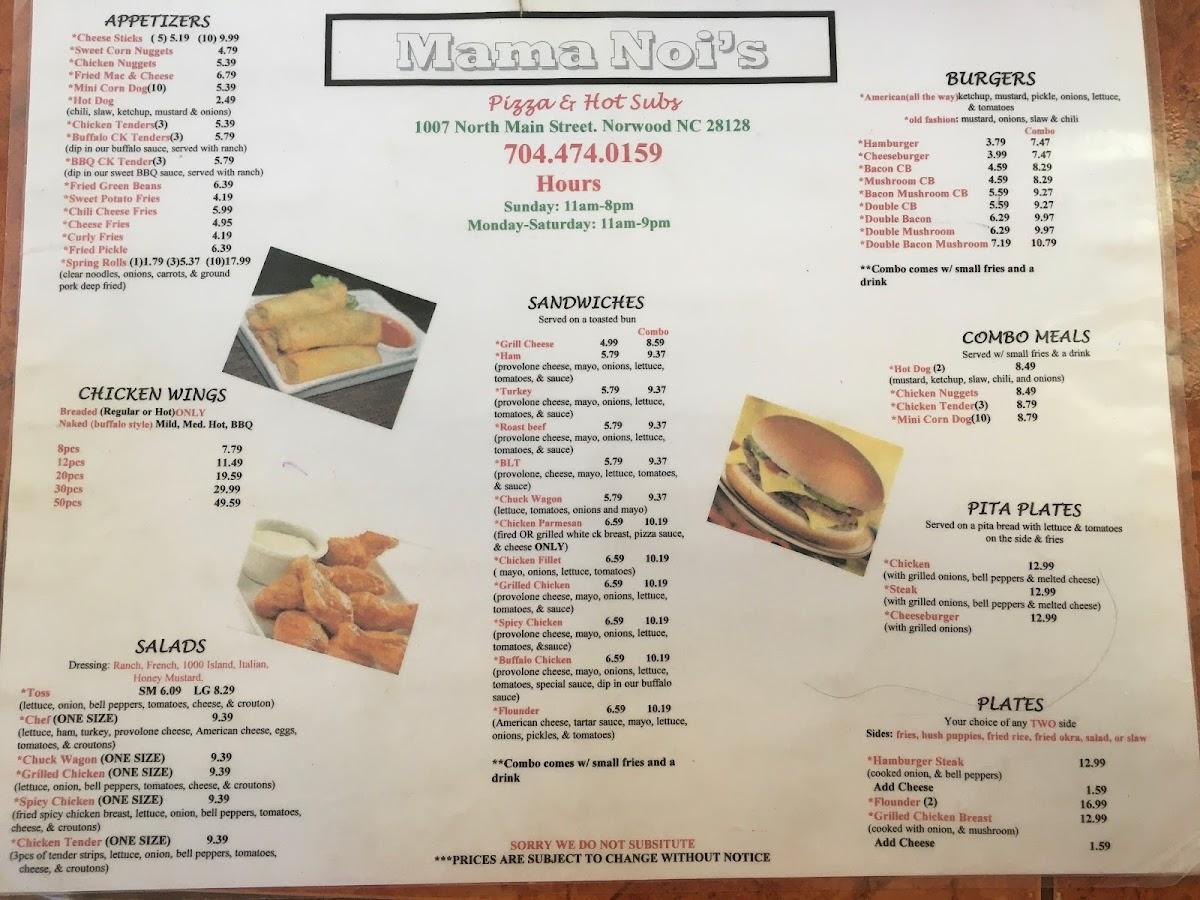 Menu at Mama Noi's Pizza pizzeria, Norwood