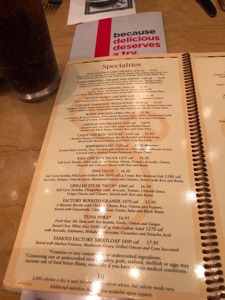Menu at The Cheesecake Factory desserts, Fort Lauderdale, 600 E Las