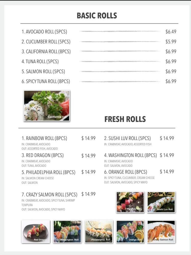 Menu at Volcano Asian Restaurant, El Centro